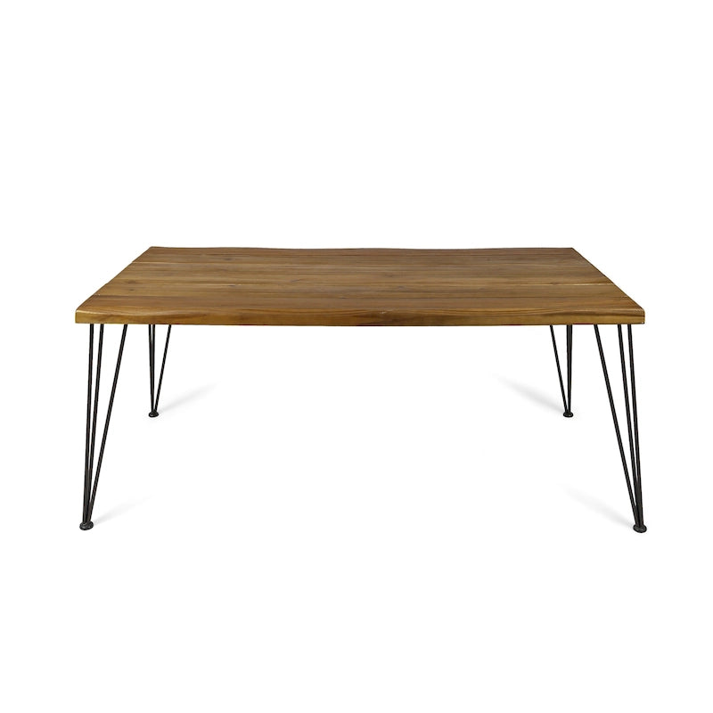 Tavolo da pranzo in legno di acacia da 72 pollici - finitura teak + metallo rustico