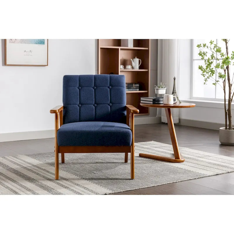 Akzent-Sessel für die Freizeit, Sessel mit Armlehnen und Füßen aus Massivholz, für Wohnzimmer und Schlafzimmer, Studiosessel