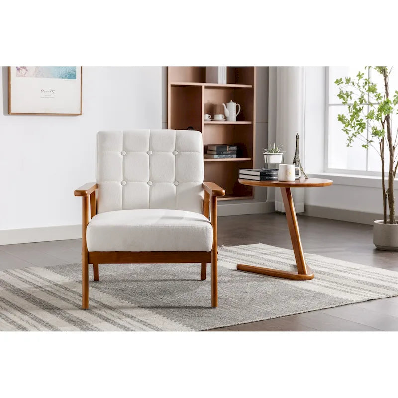 Akzent-Sessel für die Freizeit, Sessel mit Armlehnen und Füßen aus Massivholz, für Wohnzimmer und Schlafzimmer, Studiosessel