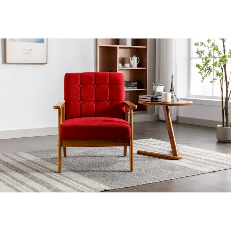 Akzent-Sessel für die Freizeit, Sessel mit Armlehnen und Füßen aus Massivholz, für Wohnzimmer und Schlafzimmer, Studiosessel
