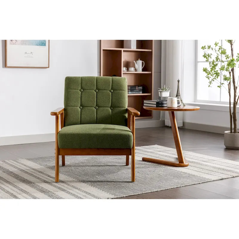 Akzent-Sessel für die Freizeit, Sessel mit Armlehnen und Füßen aus Massivholz, für Wohnzimmer und Schlafzimmer, Studiosessel