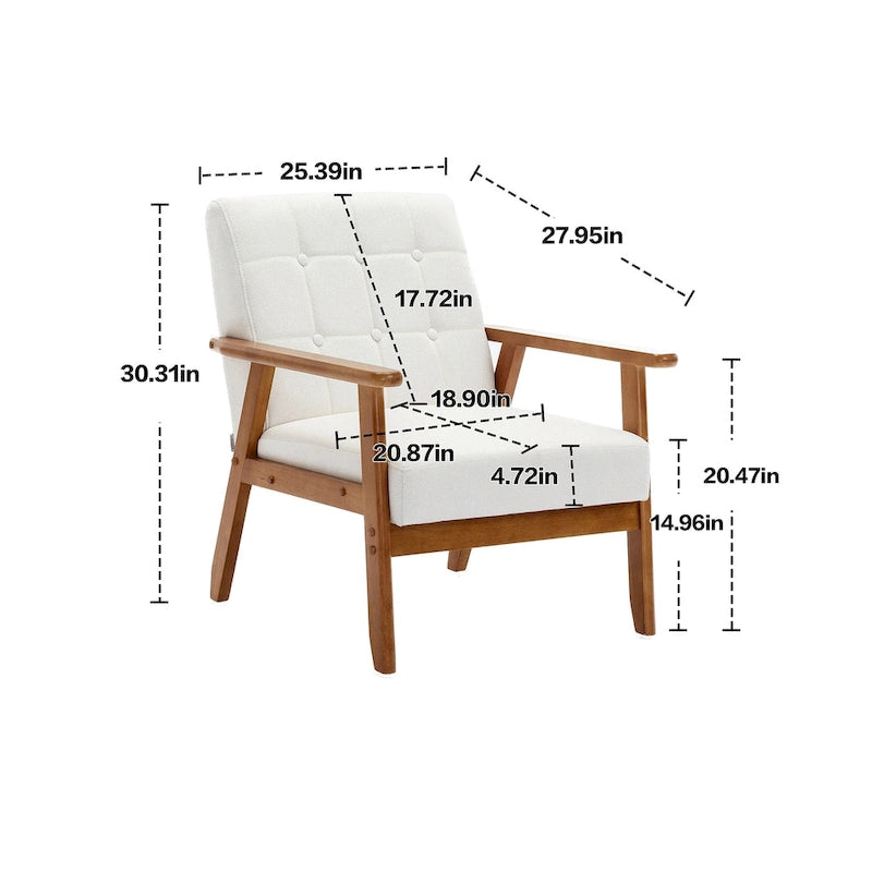 Akzent-Sessel für die Freizeit, Sessel mit Armlehnen und Füßen aus Massivholz, für Wohnzimmer und Schlafzimmer, Studiosessel