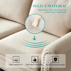 Divanetto a due posti rivestito in tessuto di lino con contenitore (beige)