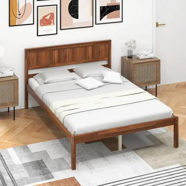 Bettgestell mit Holz-Kopfteil und Lattenrost