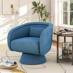 Nailhead Swivel Barrel Chair