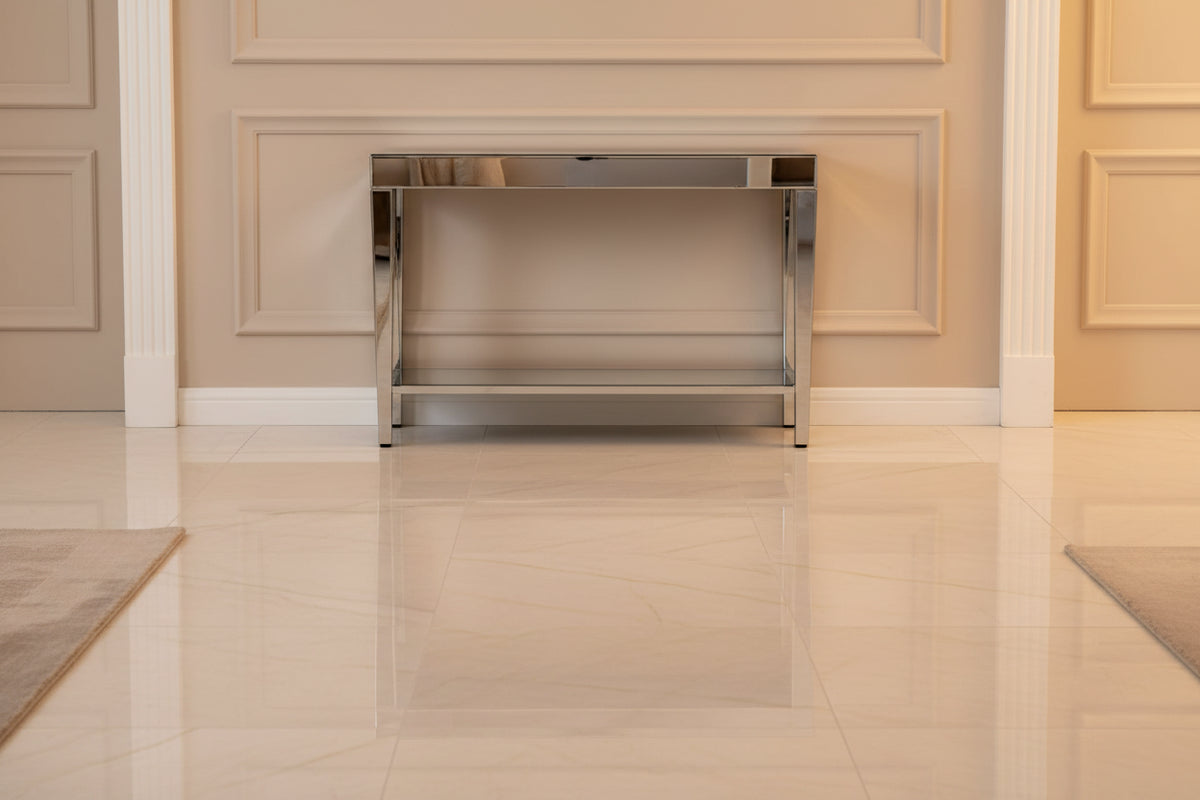 Allan Andrews Mirrored Console Table with Bottom Shelf